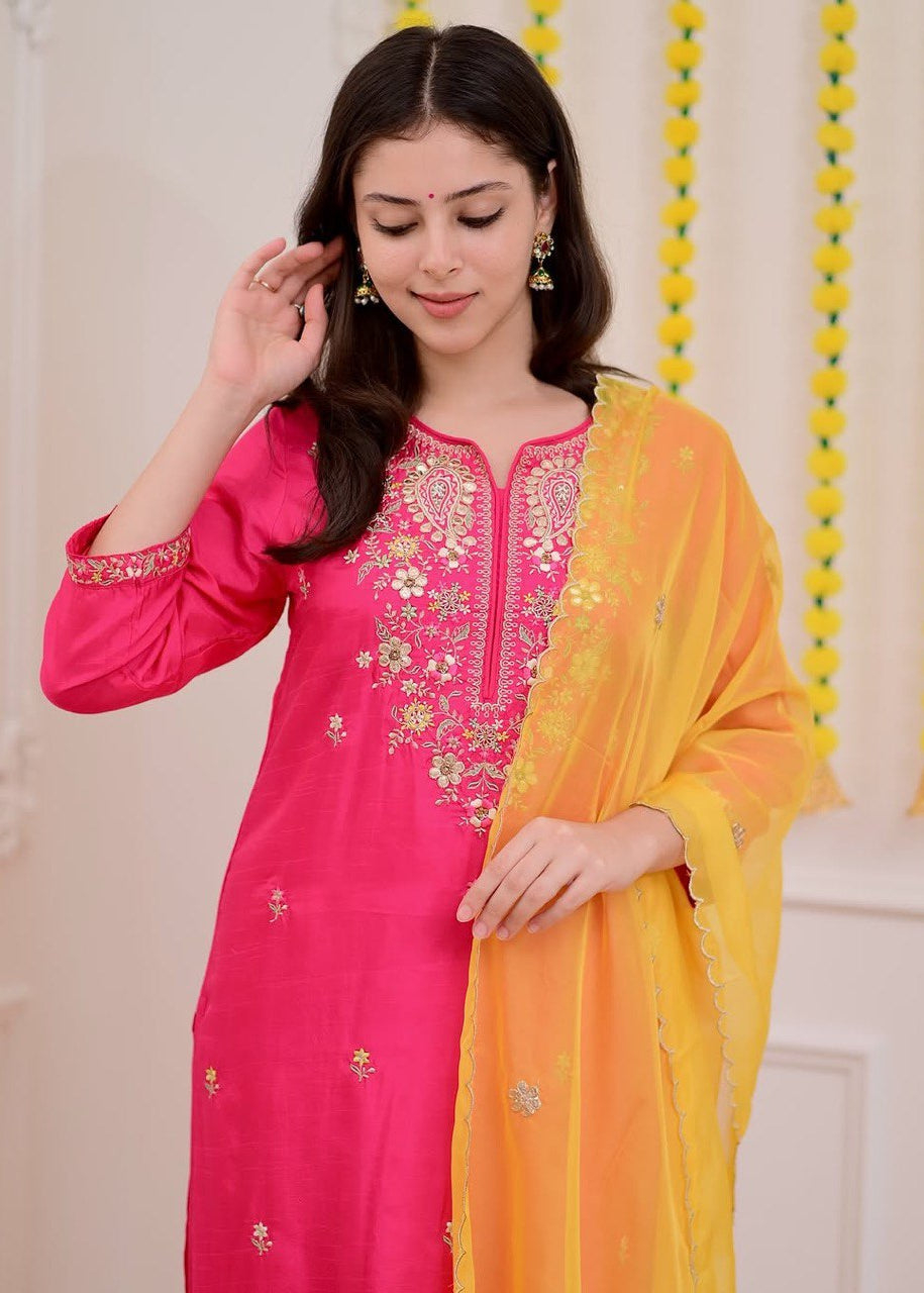 Shriwal 3-Piece Premium Mul Chanderi Kurti Set