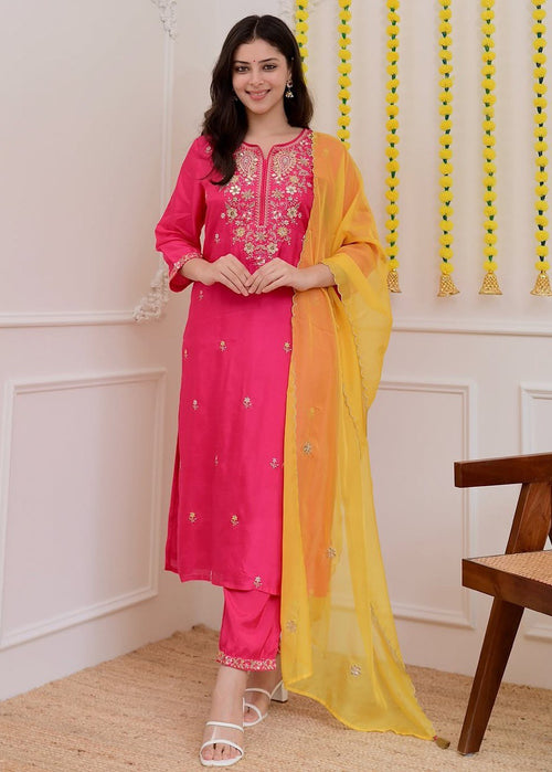 Shriwal 3-Piece Premium Mul Chanderi Kurti Set