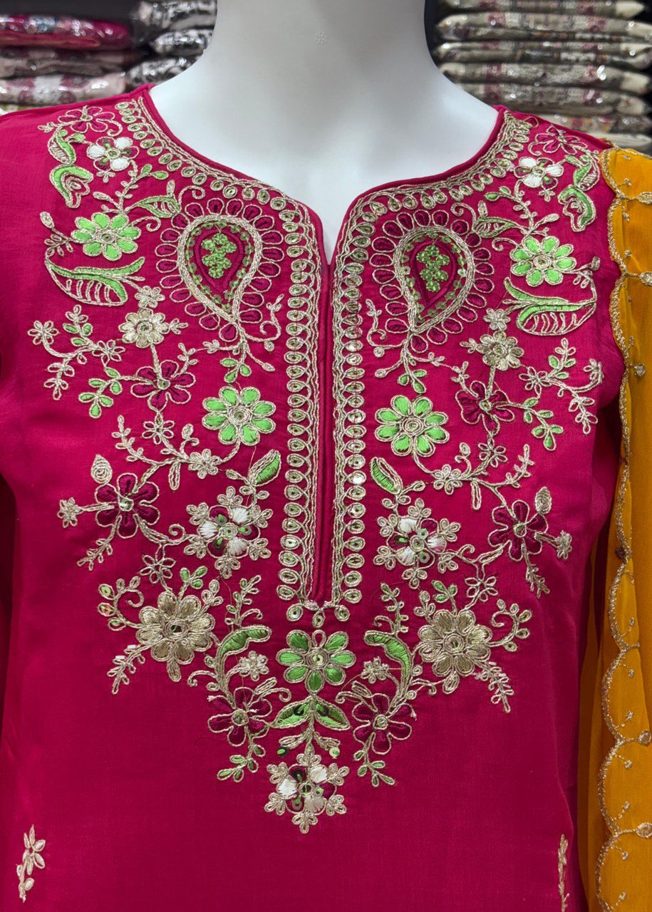 Shriwal 3-Piece Premium Mul Chanderi Kurti Set