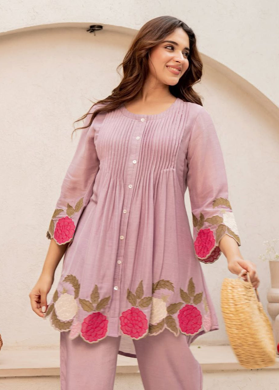 Shriwal lavender kurti pant set