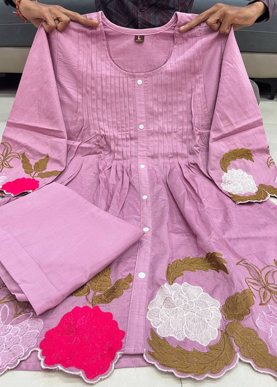 Shriwal lavender kurti pant set