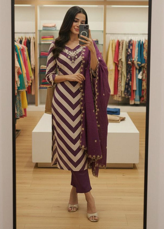 Shriwal Varnya Premium Chanderi Full Handwork Suit Set