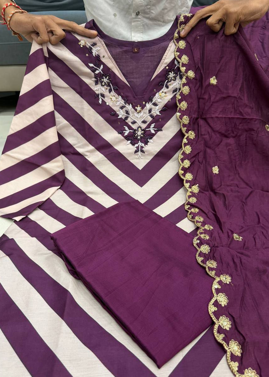 Shriwal Varnya Premium Chanderi Full Handwork Suit Set