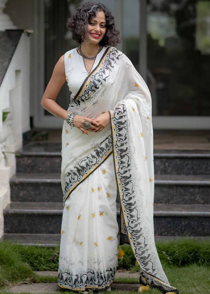 Shriwal Mrinal  Linen Cotton Digital Saree( 2 Colours)