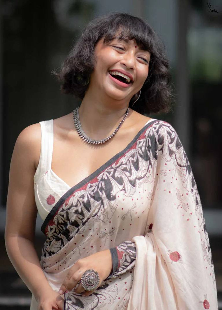 Shriwal Mrinal  Linen Cotton Digital Saree( 2 Colours)