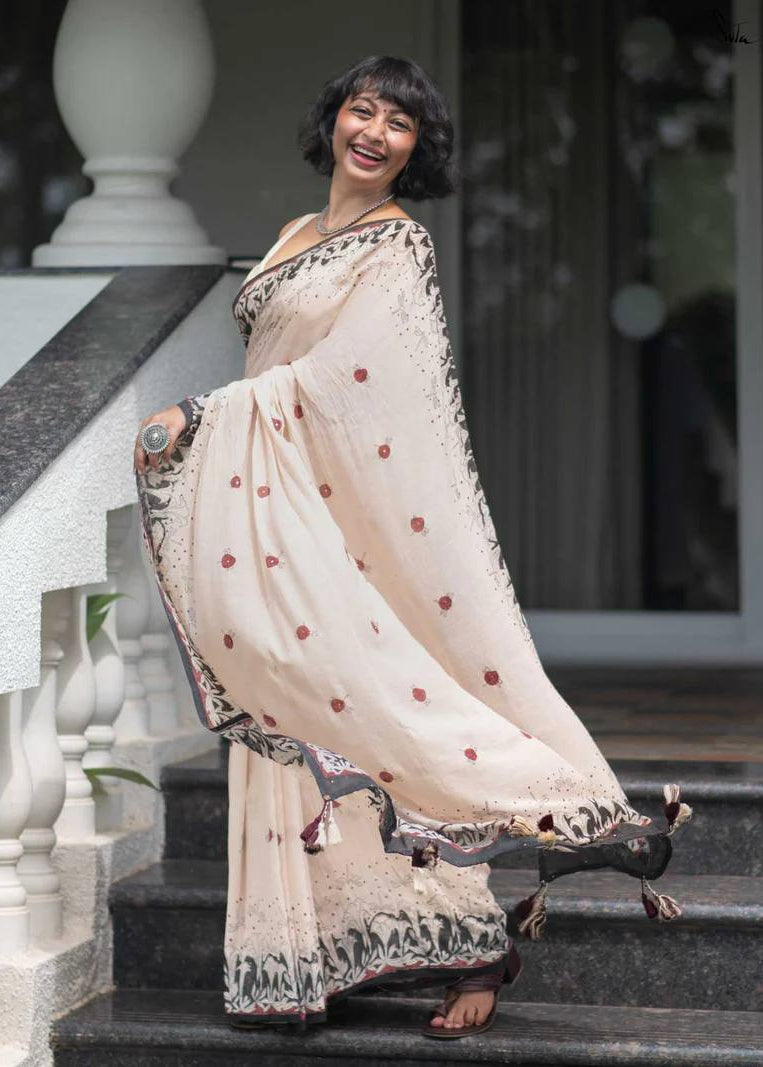 Shriwal Mrinal  Linen Cotton Digital Saree( 2 Colours)