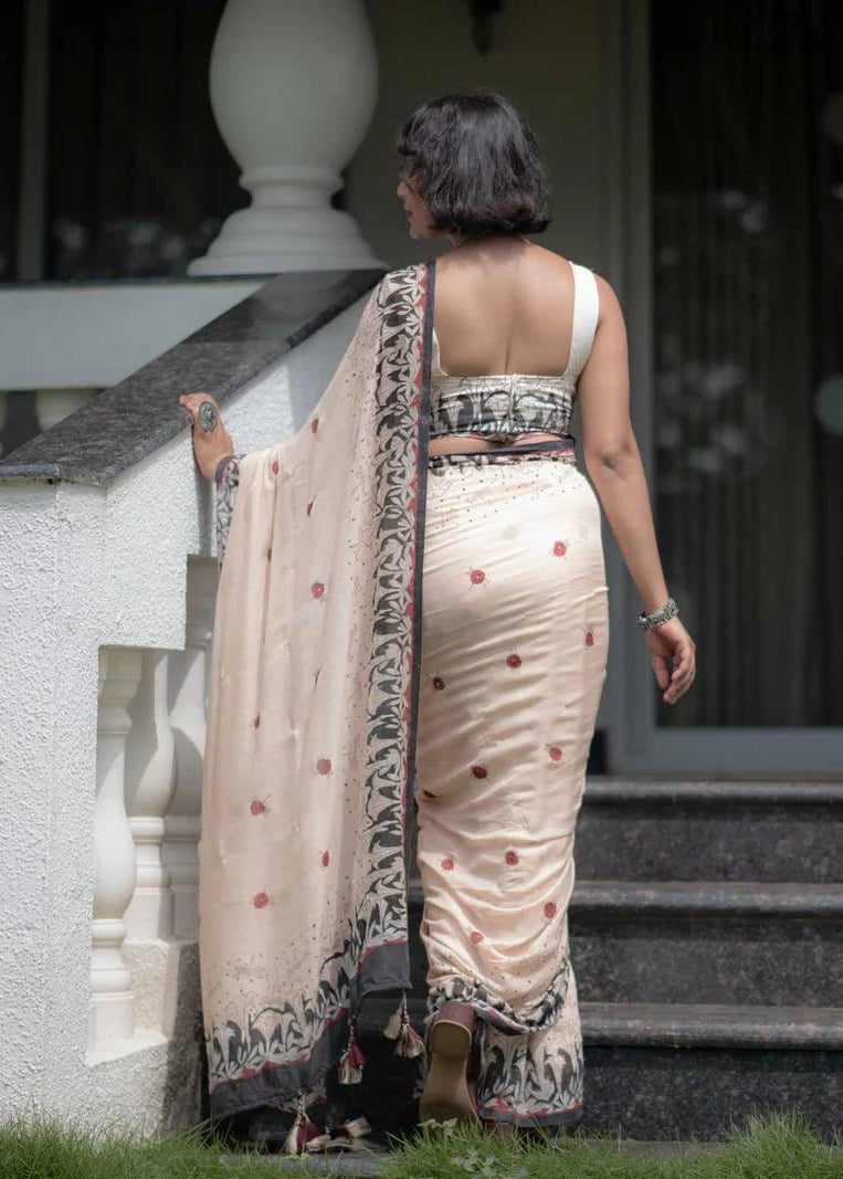 Shriwal Mrinal  Linen Cotton Digital Saree( 2 Colours)