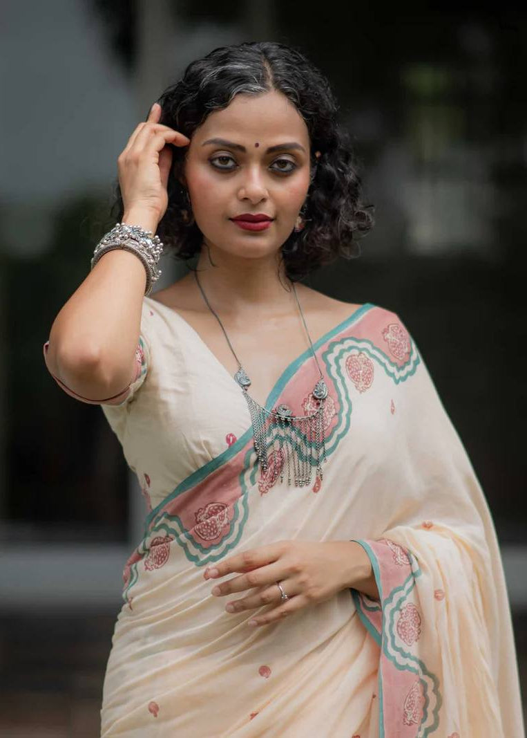 Shriwal Zariya Leher Linen Cotton Digital Saree (2 Colours)