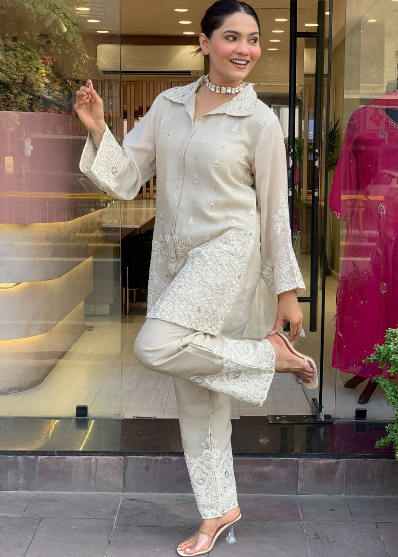 Shriwal Premium Chanderi Silk Embroidered Cord Set