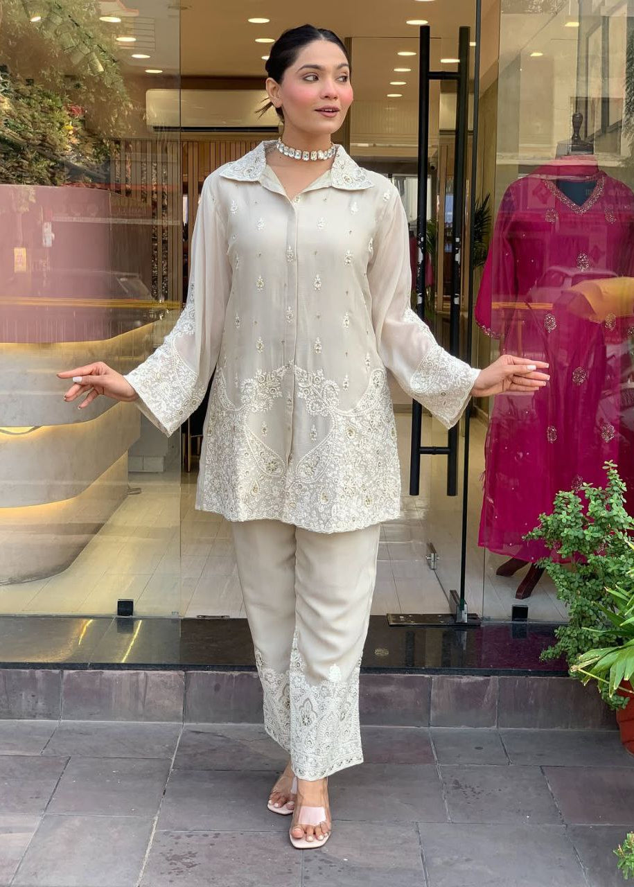 Shriwal Premium Chanderi Silk Embroidered Cord Set