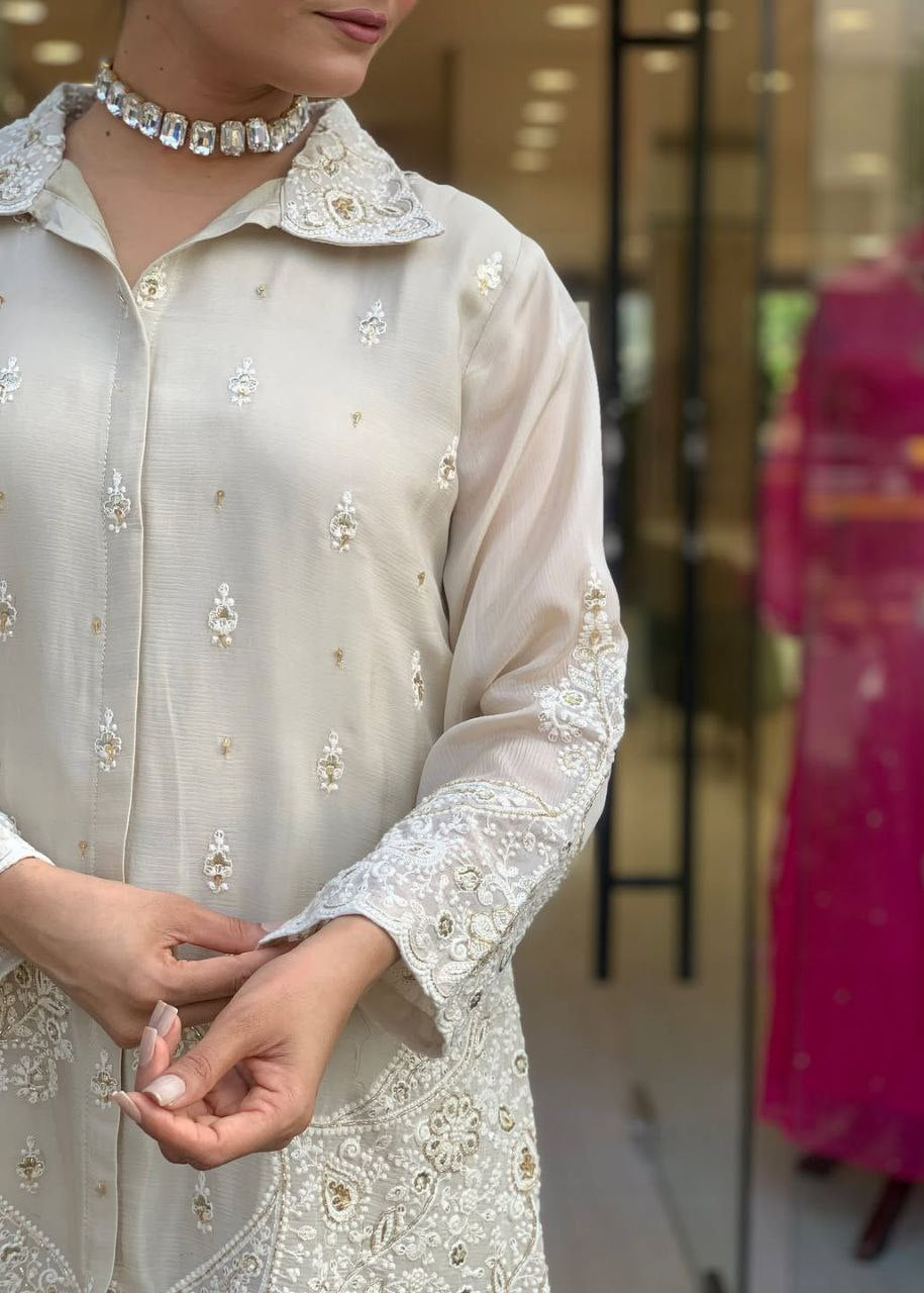 Shriwal Premium Chanderi Silk Embroidered Cord Set