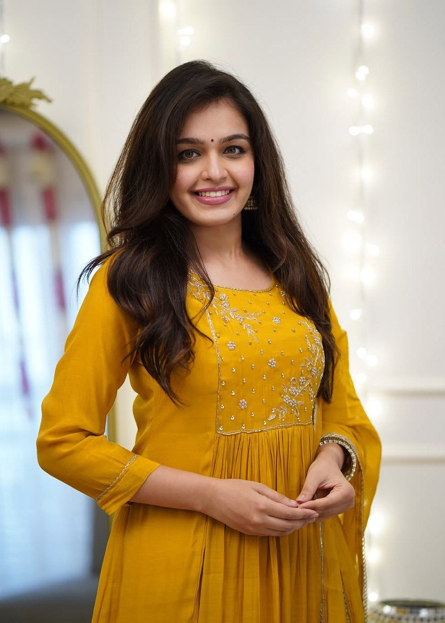 Shriwal Elegant Mustard kurti set