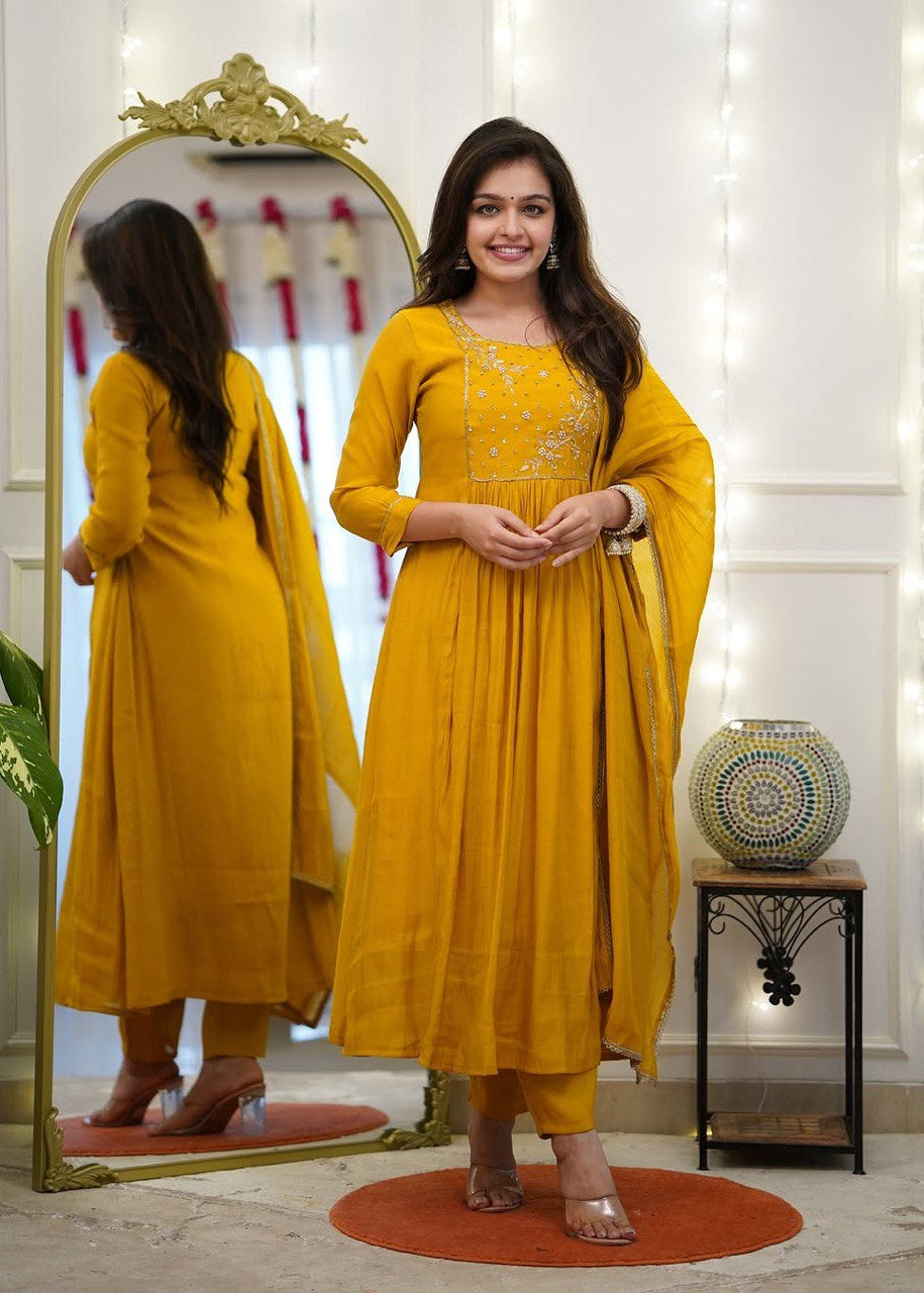 Shriwal Elegant Mustard kurti set