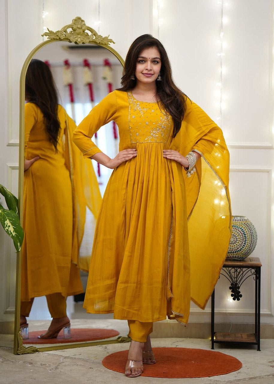 Shriwal Elegant Mustard kurti set
