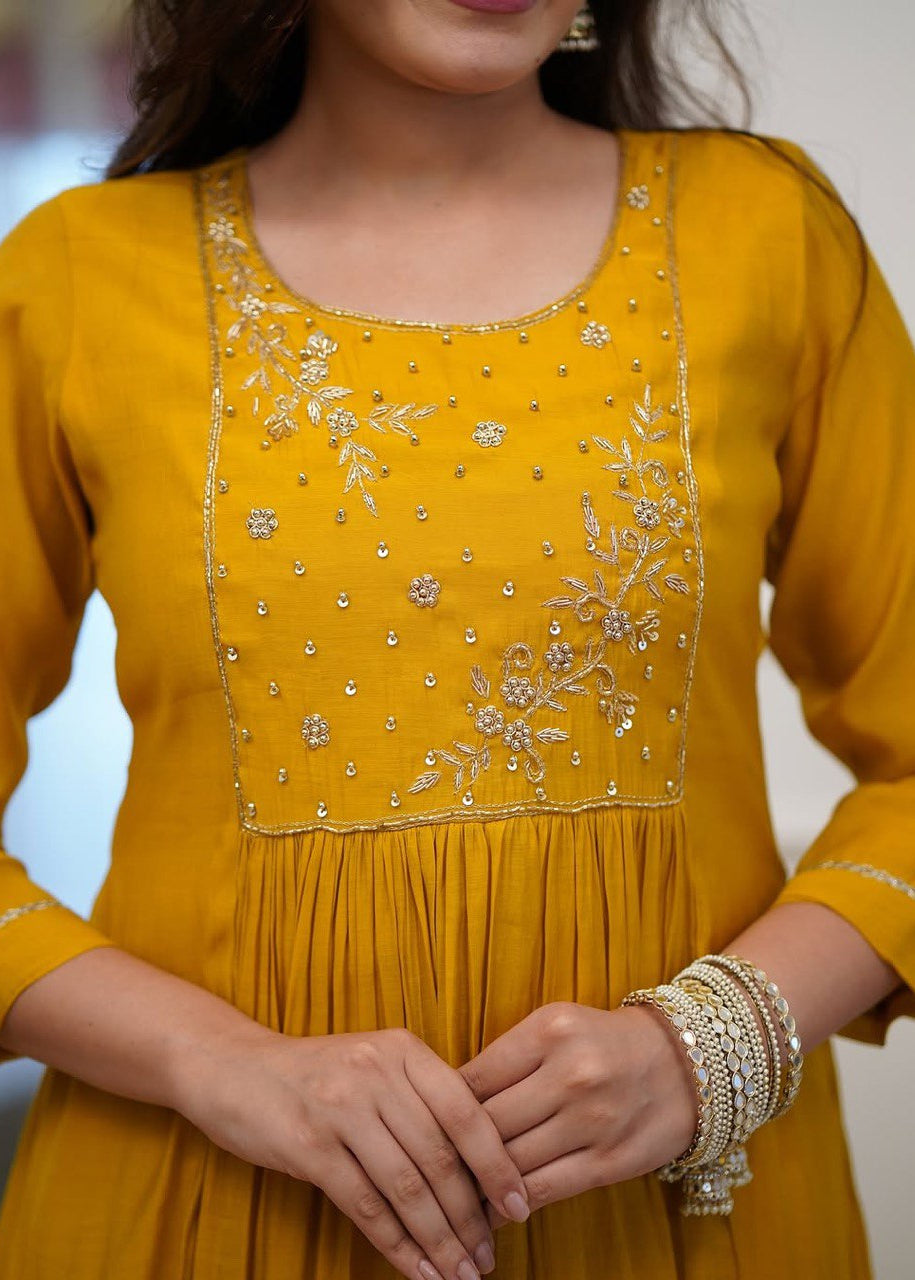 Shriwal Elegant Mustard kurti set