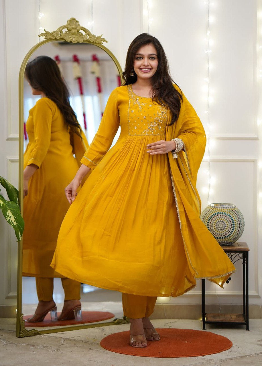 Shriwal Elegant Mustard kurti set
