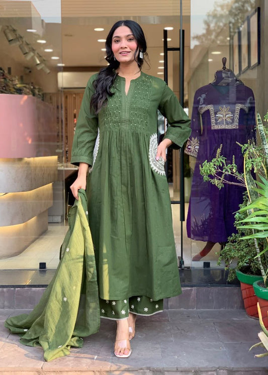 Shriwal Mehira Pure Cotton 60x60 Handwork Suit Set