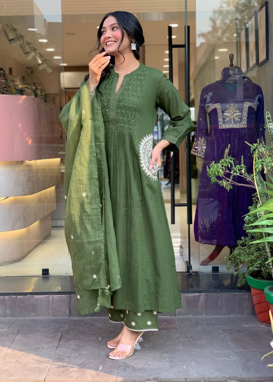 Shriwal Mehira Pure Cotton 60x60 Handwork Suit Set