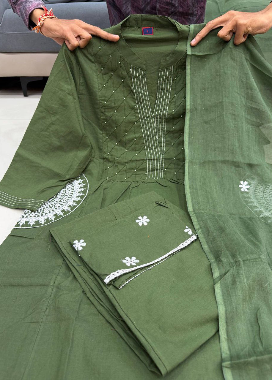 Shriwal Mehira Pure Cotton 60x60 Handwork Suit Set