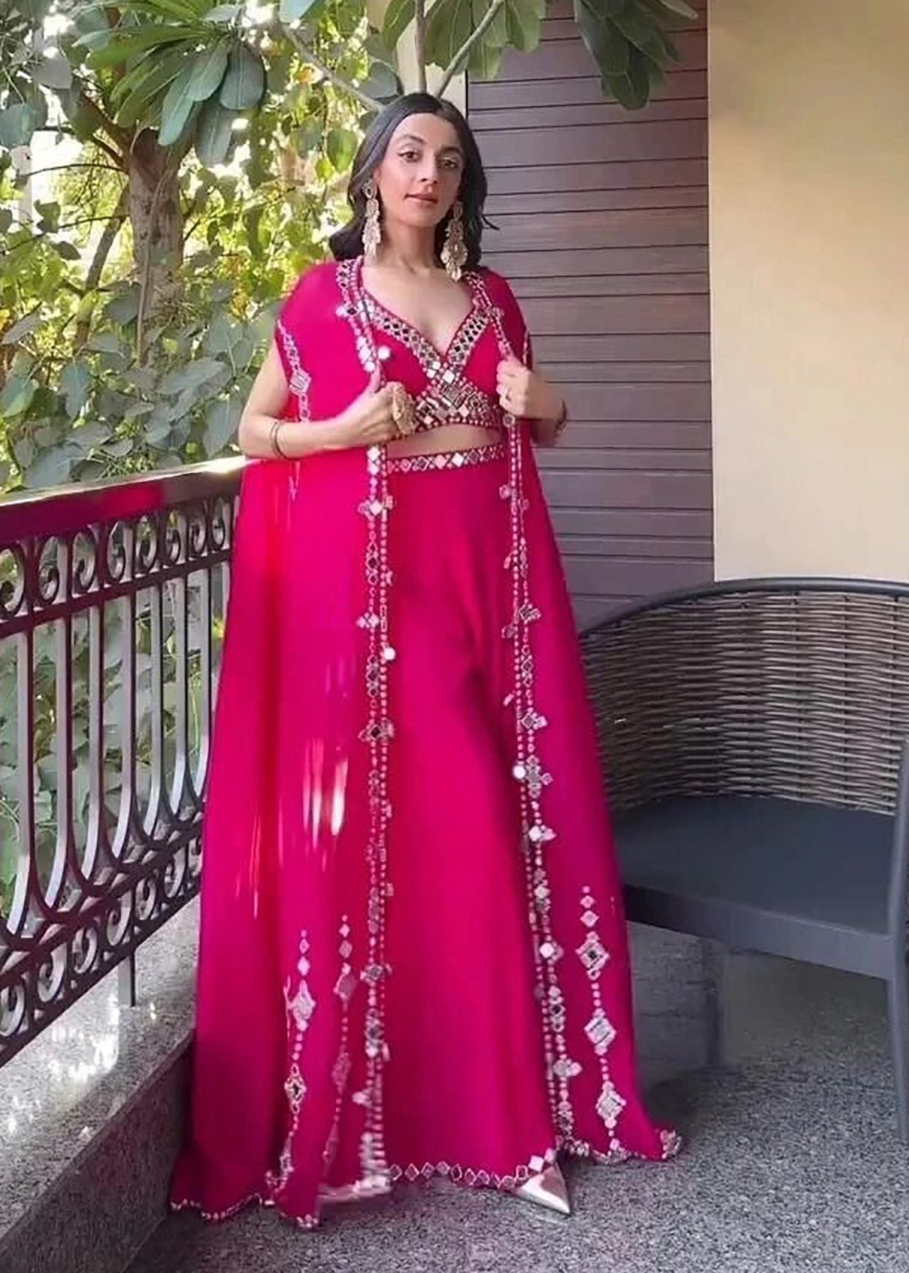 Shriwal Pink Mirror  Plazzo Lehenga