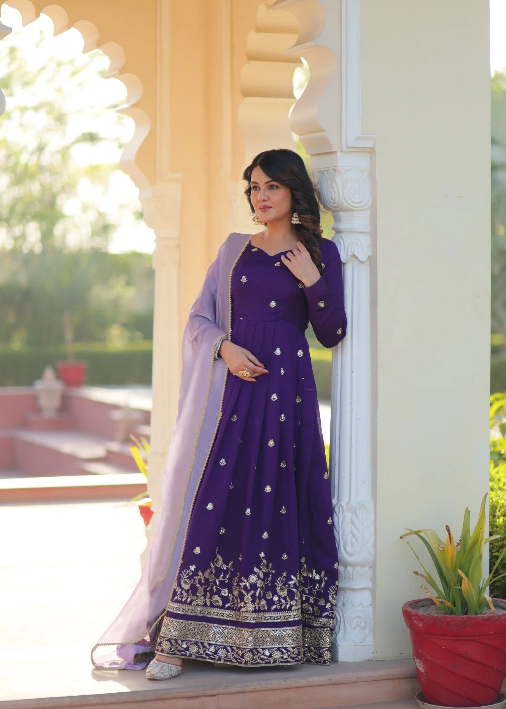 Shriwal Purple Nora Gown