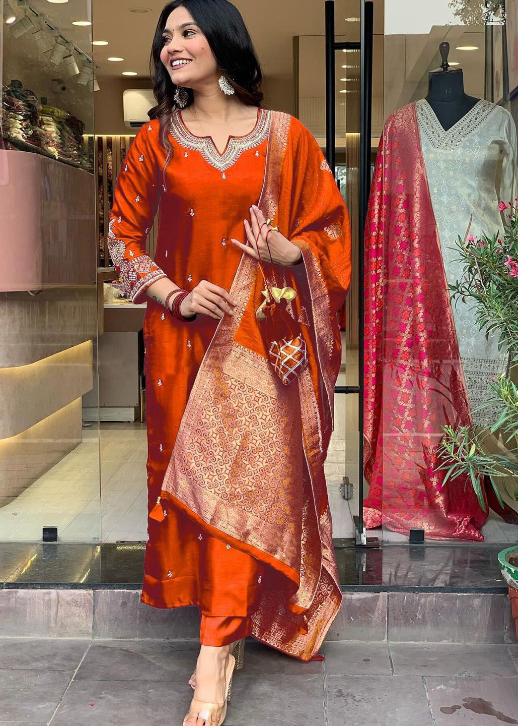 Shriwal Orange Aashi Suit