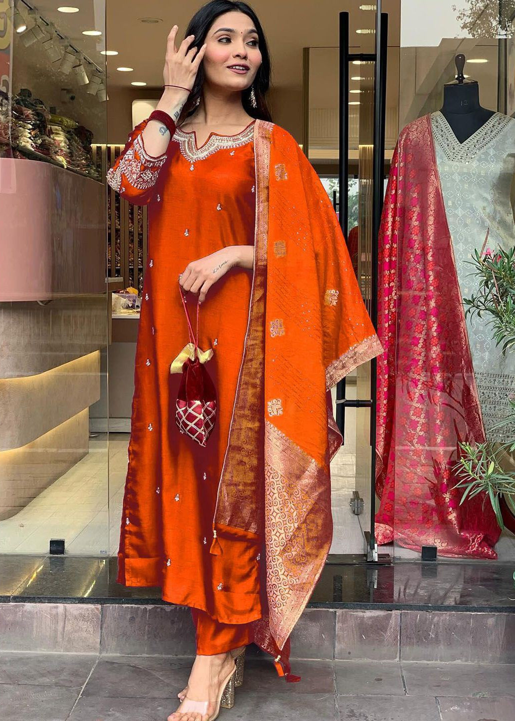 Shriwal Orange Aashi Suit