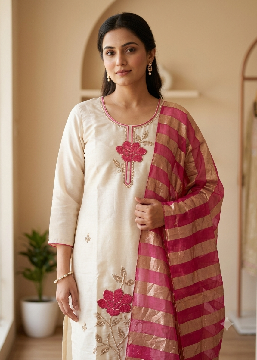 Shriwal Gulnaar Cream Kurti Set