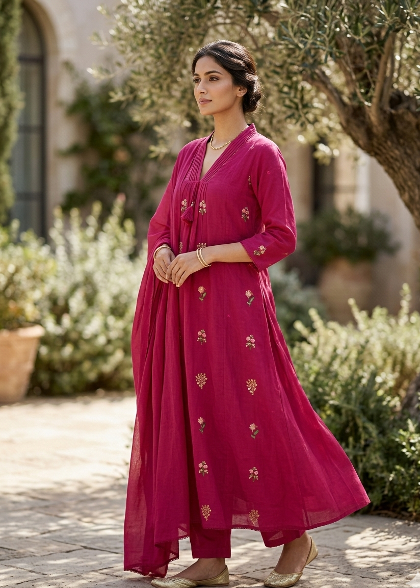 Shriwal Pure Cotton Jaipuri Straight Kurti Set