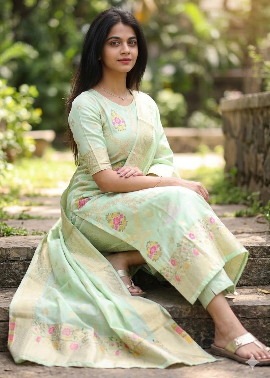 Shriwal Pista Weave Elegance Kurta Set