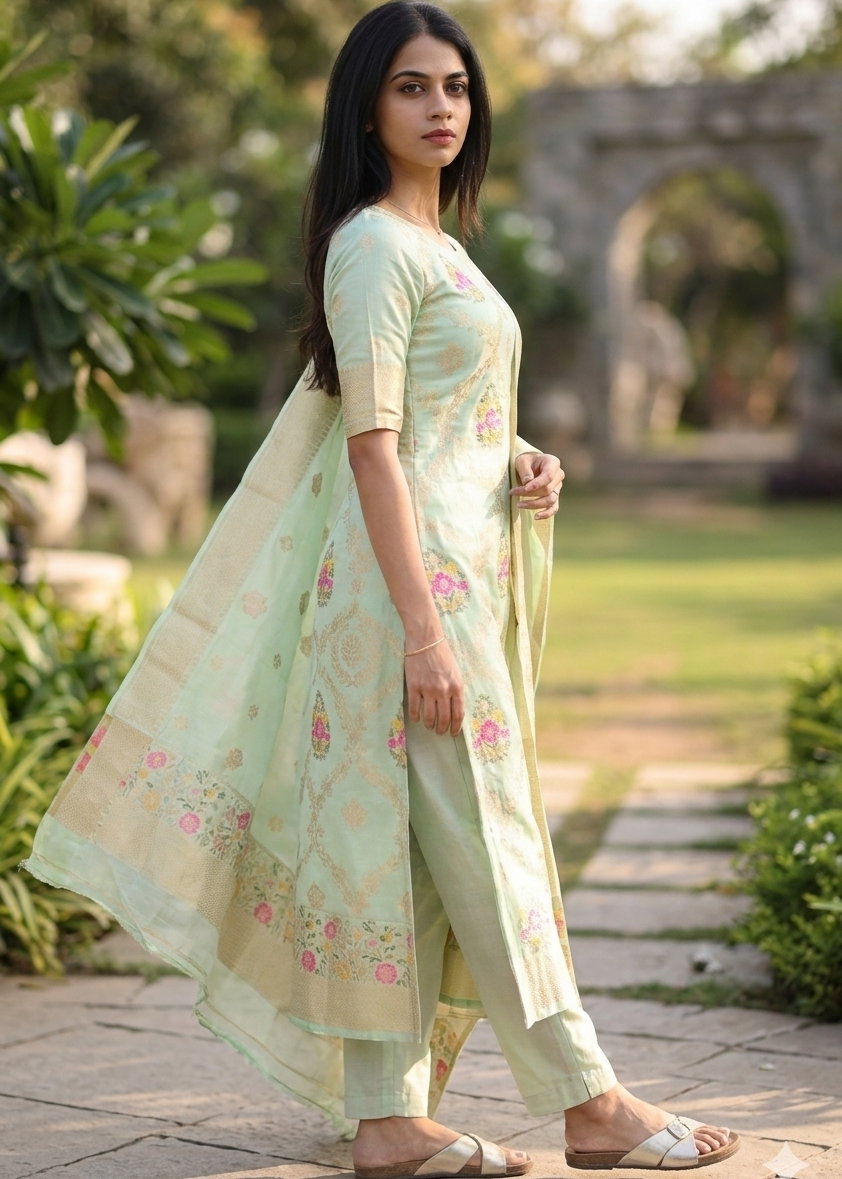 Shriwal Pista Weave Elegance Kurta Set