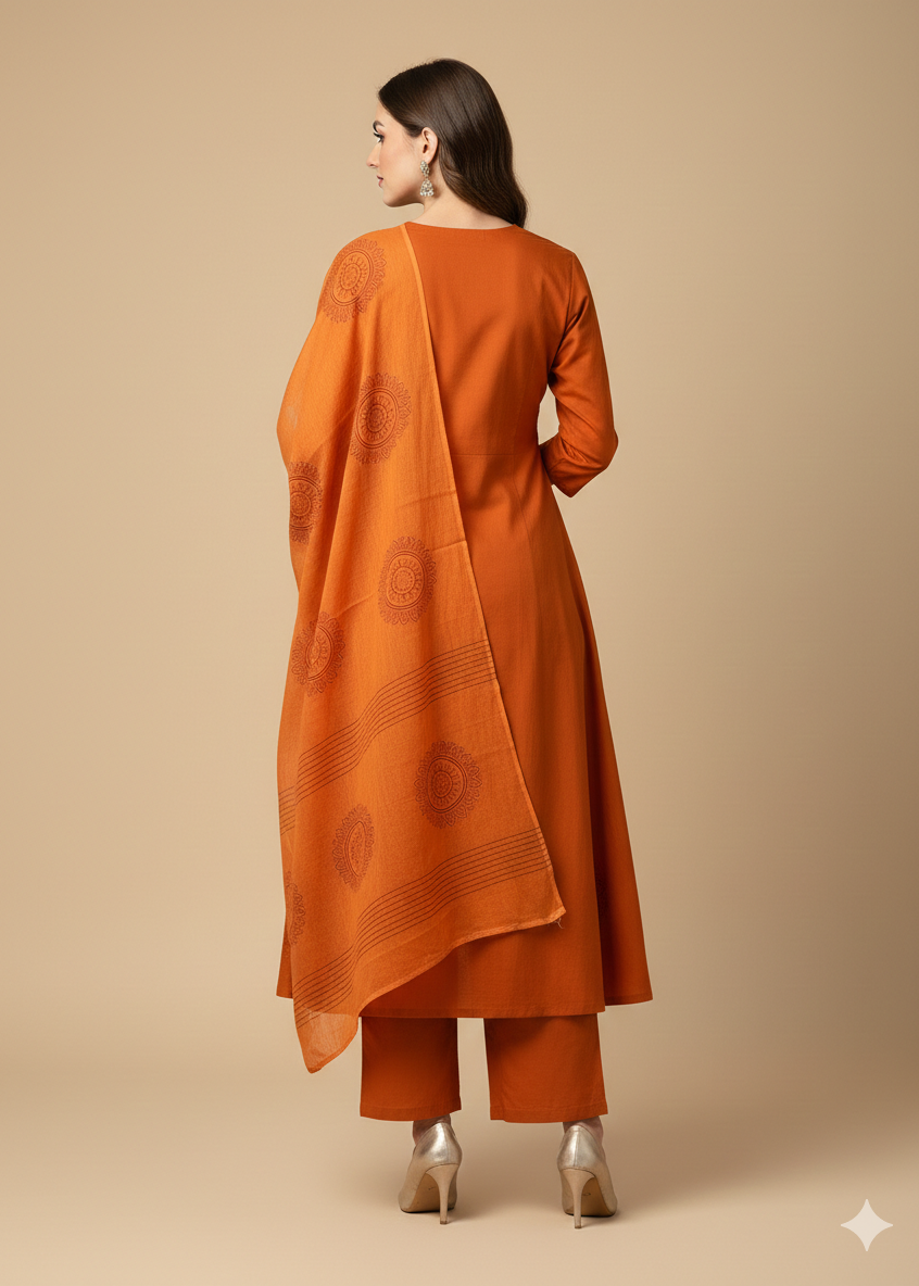 Shriwal Sunset Mandala Cotton Suit Set