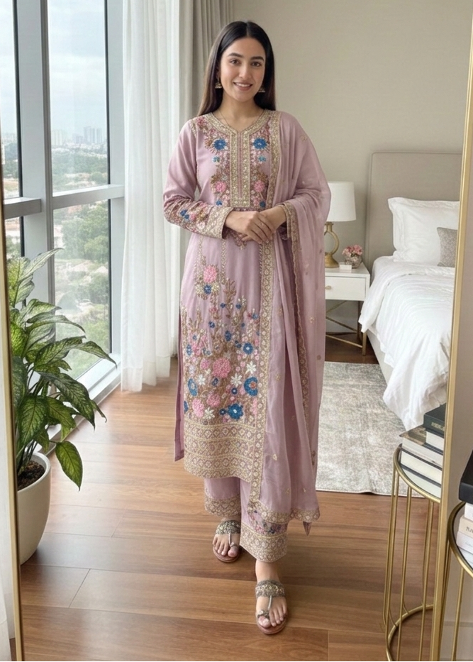 Shriwal Noorie Chinon Silk Palazzo Set(4 Colours)