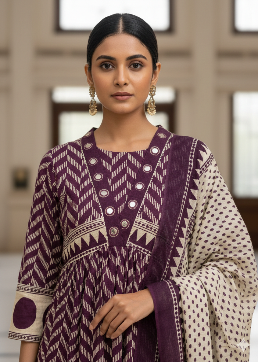 Shriwal Pure Cotton 60x60 Printed Suit Set(2 colours)