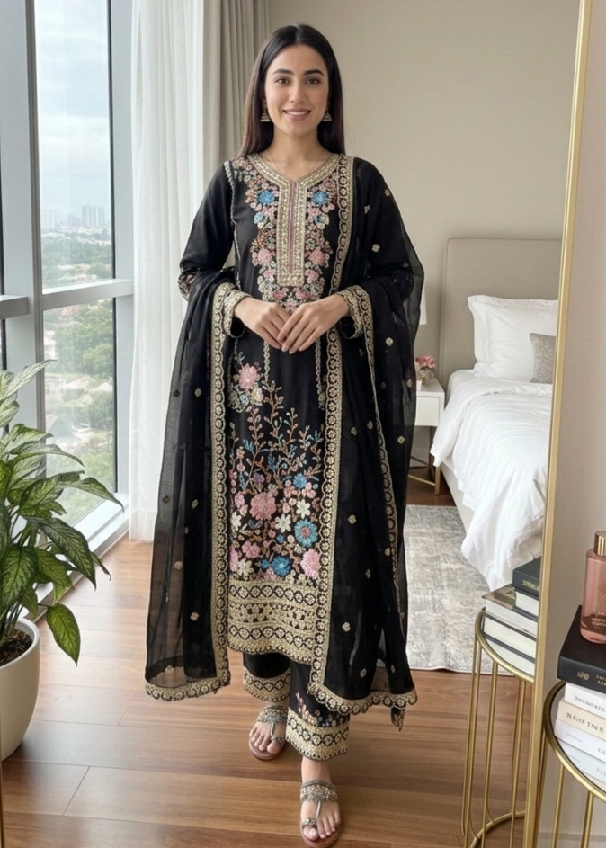 Shriwal Noorie Chinon Silk Palazzo Set(4 Colours)