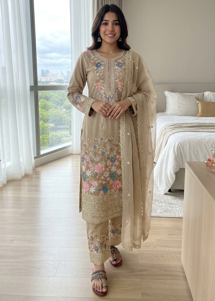 Shriwal Noorie Chinon Silk Palazzo Set(4 Colours)