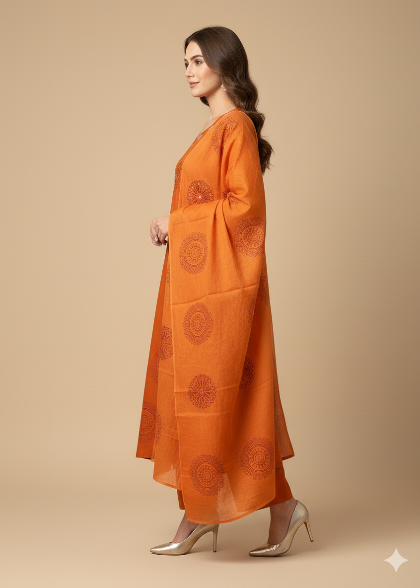 Shriwal Sunset Mandala Cotton Suit Set
