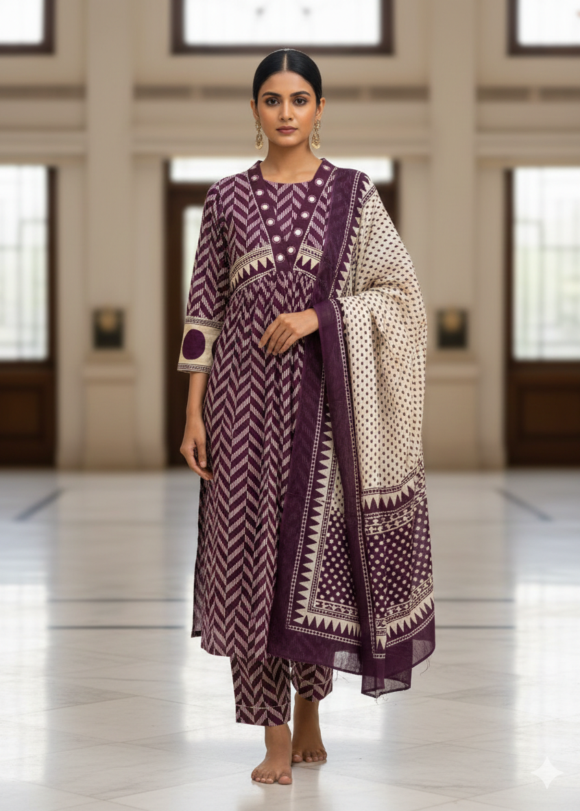 Shriwal Pure Cotton 60x60 Printed Suit Set(2 colours)