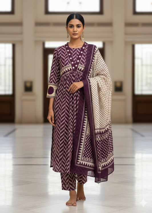 Shriwal Pure Cotton 60x60 Printed Suit Set(2 colours)