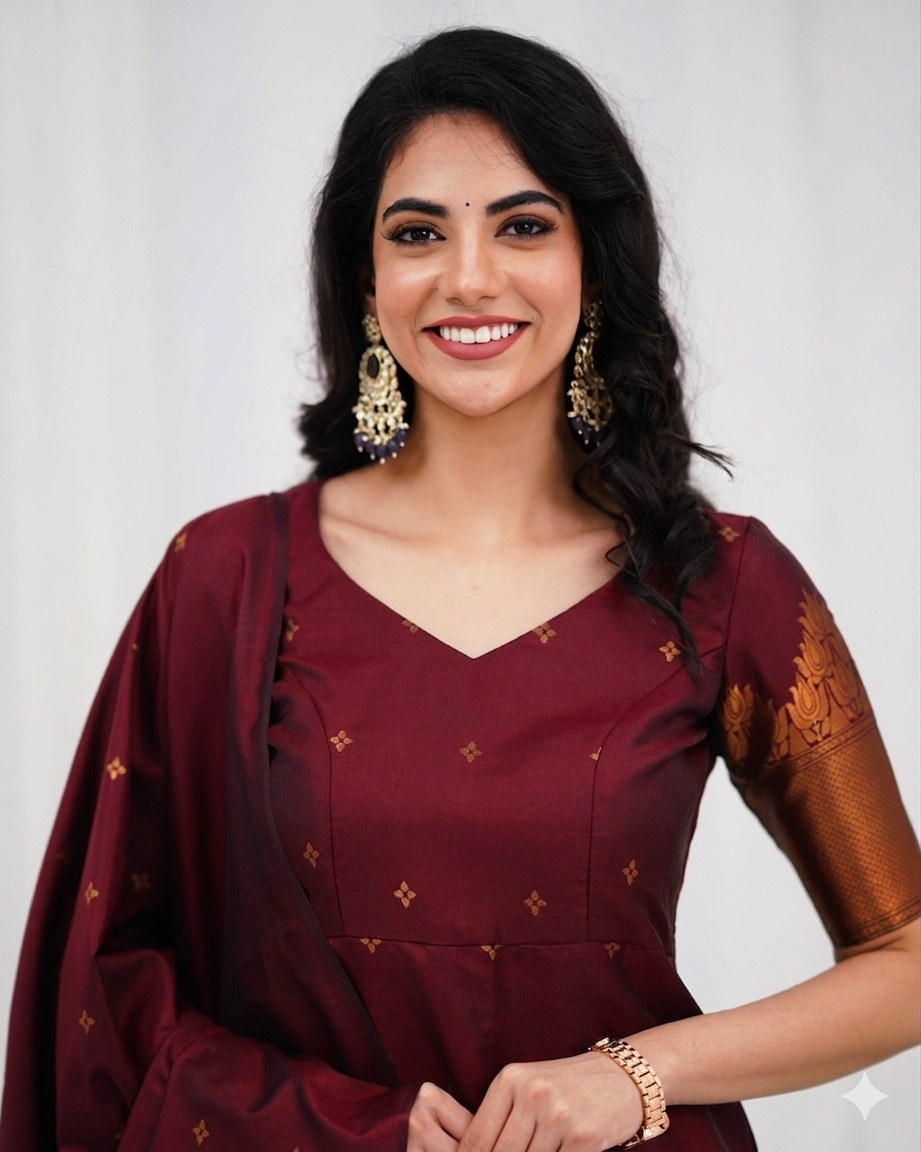 Elegant Zari Work Blended Silk Suit Set (3 Colors)
