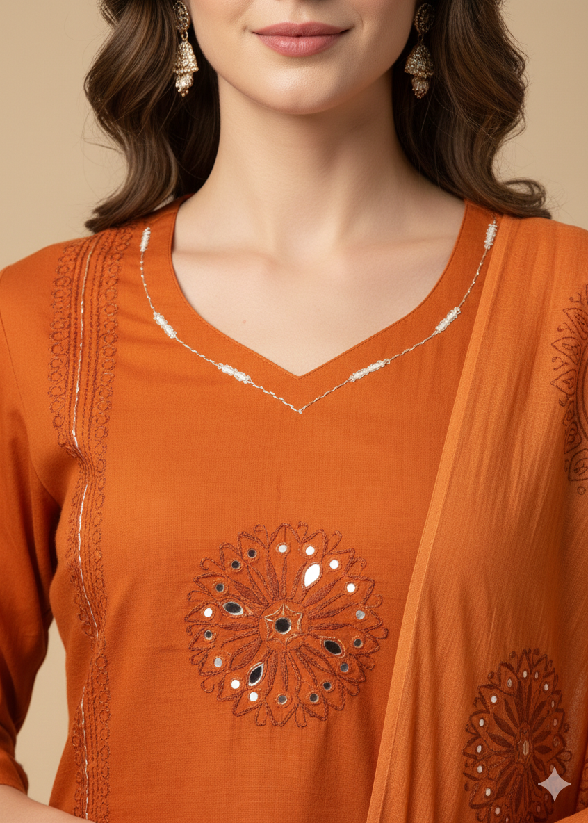 Shriwal Sunset Mandala Cotton Suit Set