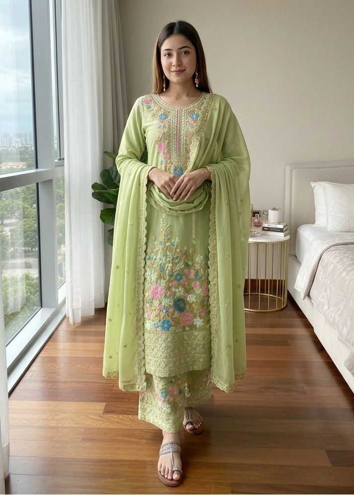 Shriwal Noorie Chinon Silk Palazzo Set(4 Colours)