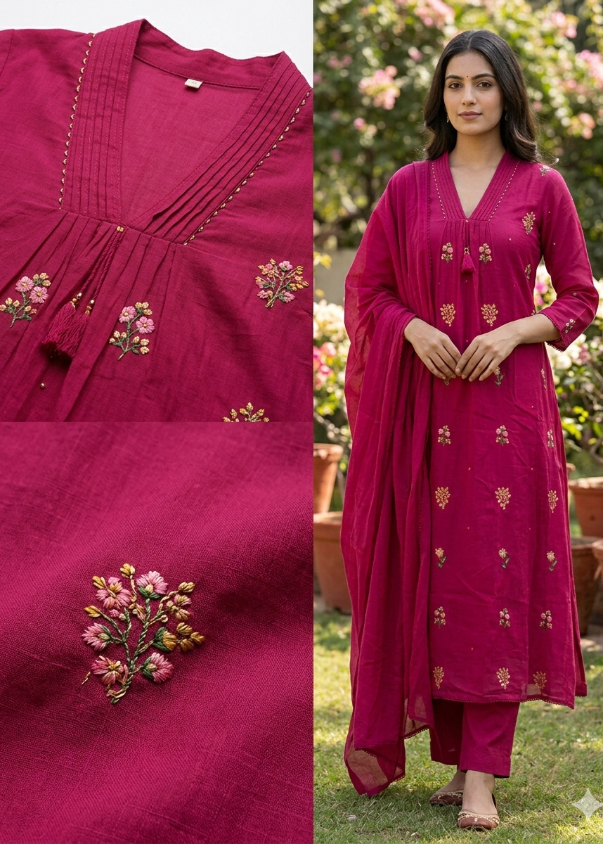 Shriwal Pure Cotton Jaipuri Straight Kurti Set