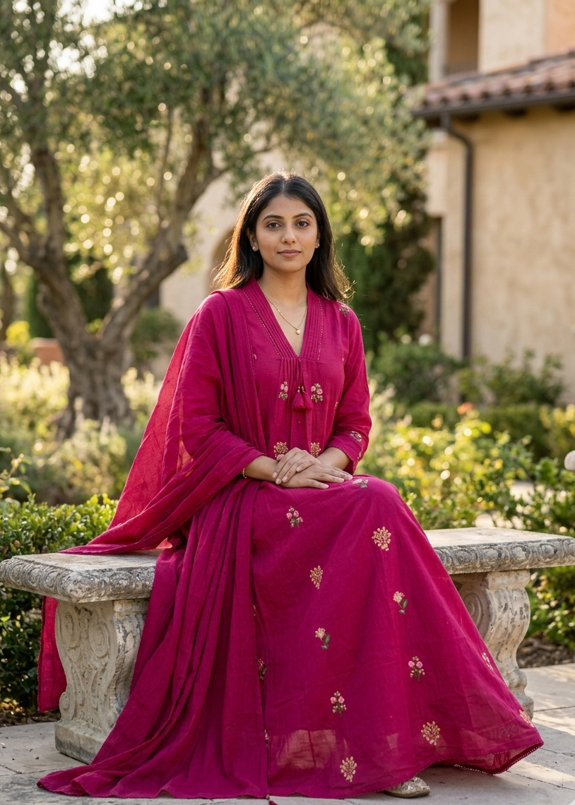 Shriwal Pure Cotton Jaipuri Straight Kurti Set