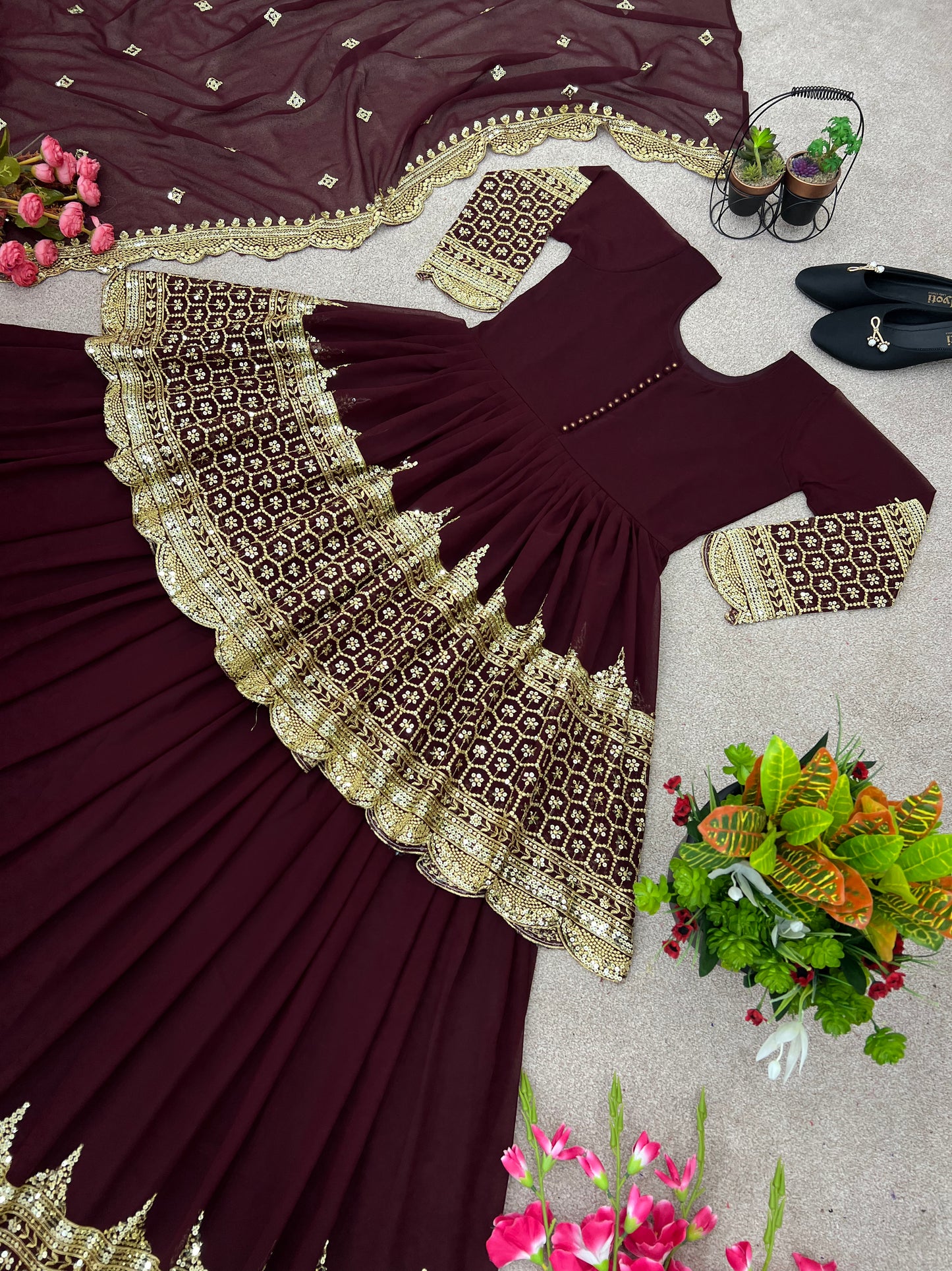 Shriwal Regal Sequence Georgette Lehenga Set (2 Colours)