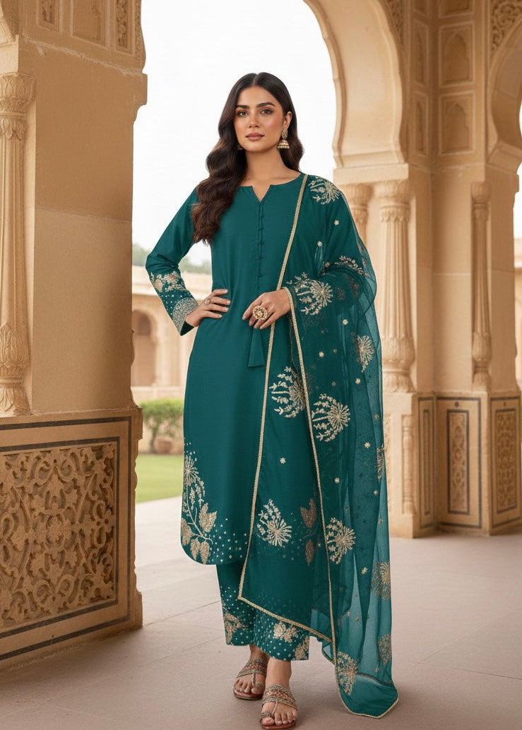 Shriwal Noorina Embroidered Crepe Kurti Set (3 Colours)