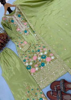 Shriwal Noorie Chinon Silk Palazzo Set(4 Colours)