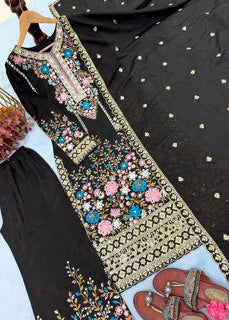 Shriwal Noorie Chinon Silk Palazzo Set(4 Colours)