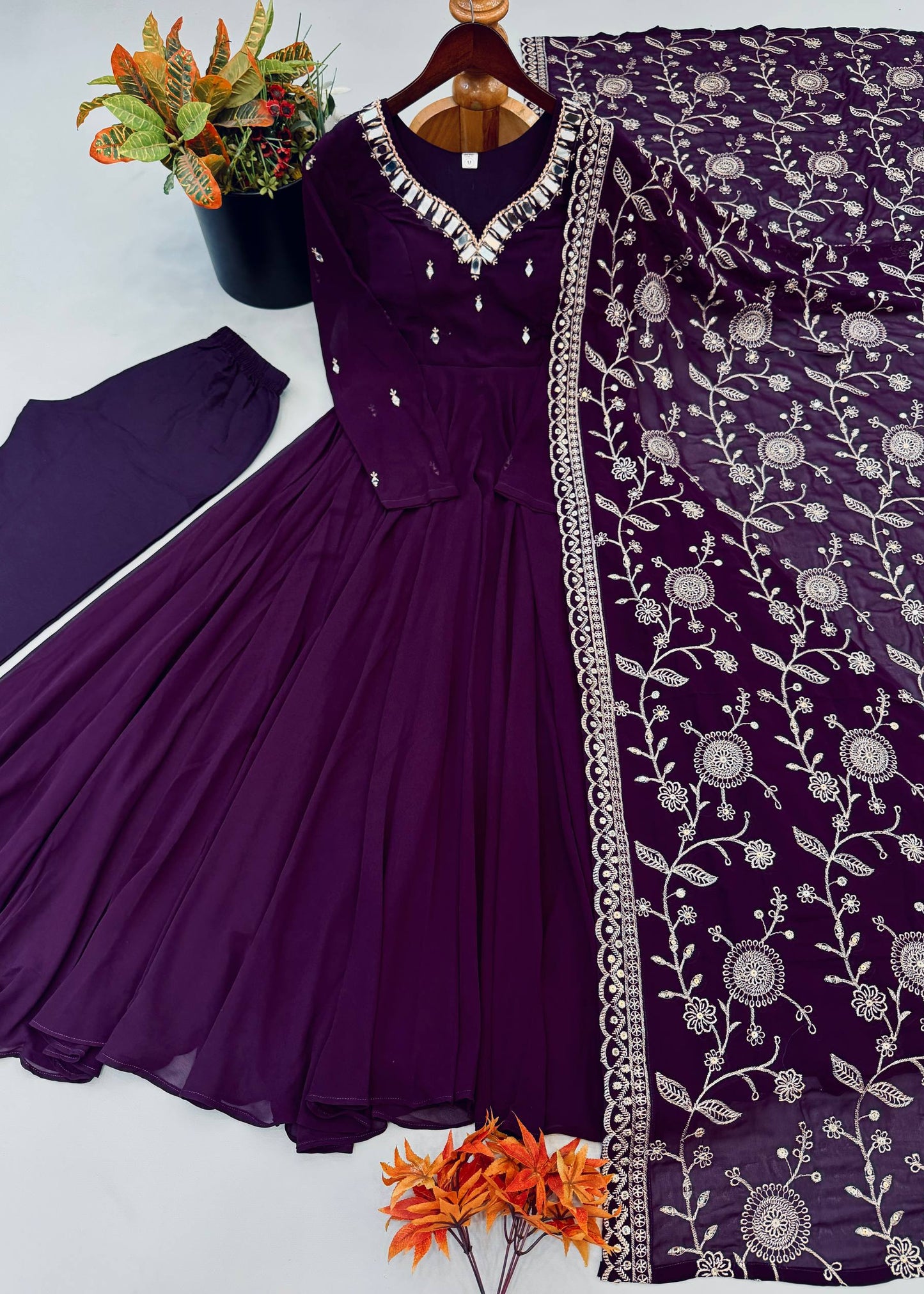Shriwal Royal Mirrorwork Embroidered Anarkali Set (2 Colours)