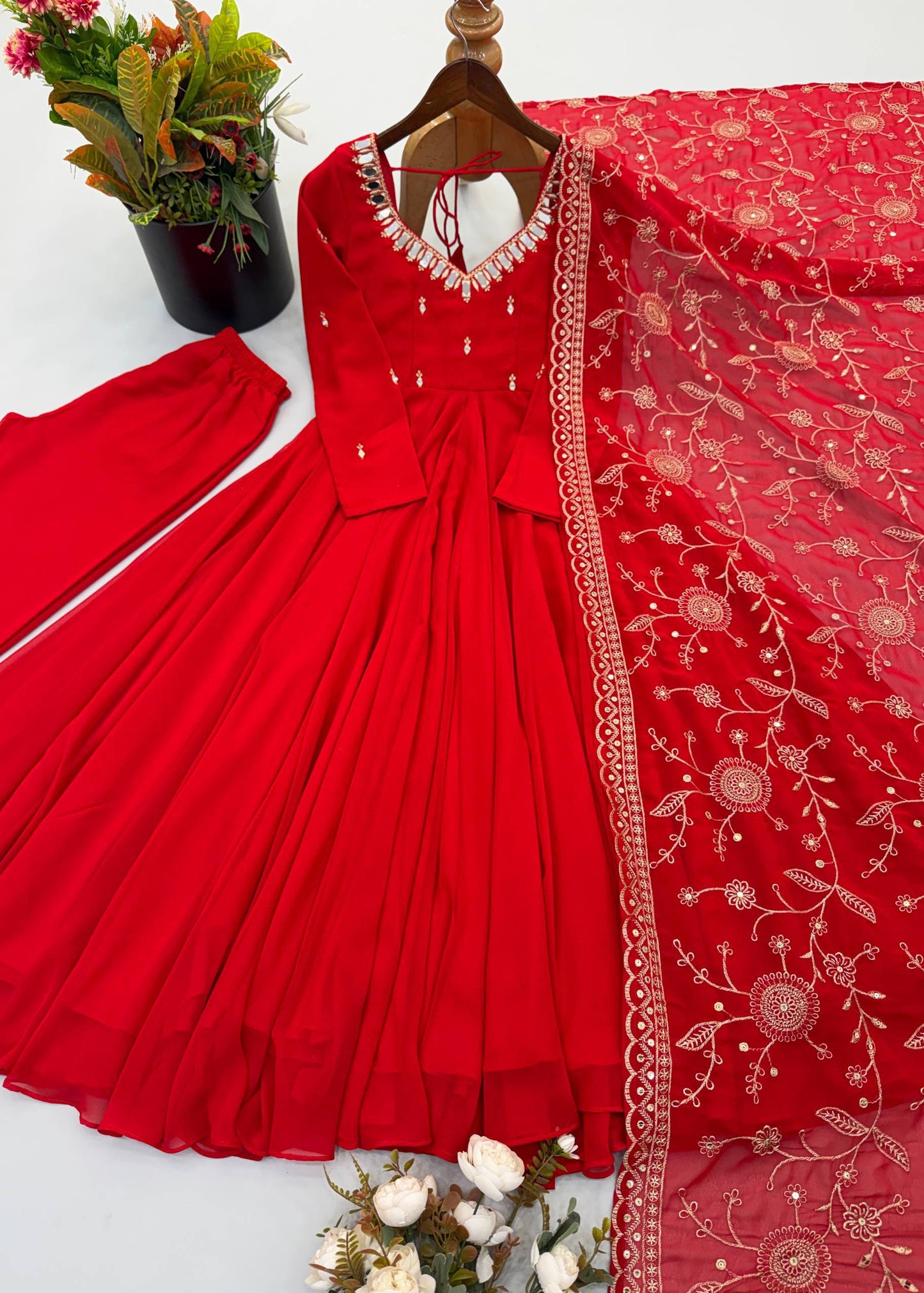 Shriwal Royal Mirrorwork Embroidered Anarkali Set (2 Colours)
